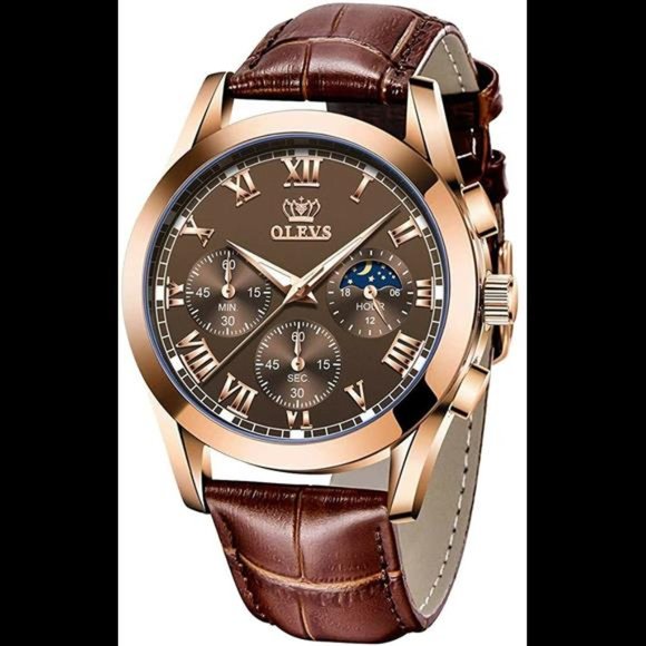 Mens Watch Leather Luminous Chronograph Business Quartz Watches Relojes Hombre